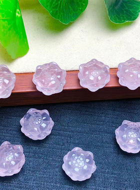 天然粉晶莲花自制手链隔珠