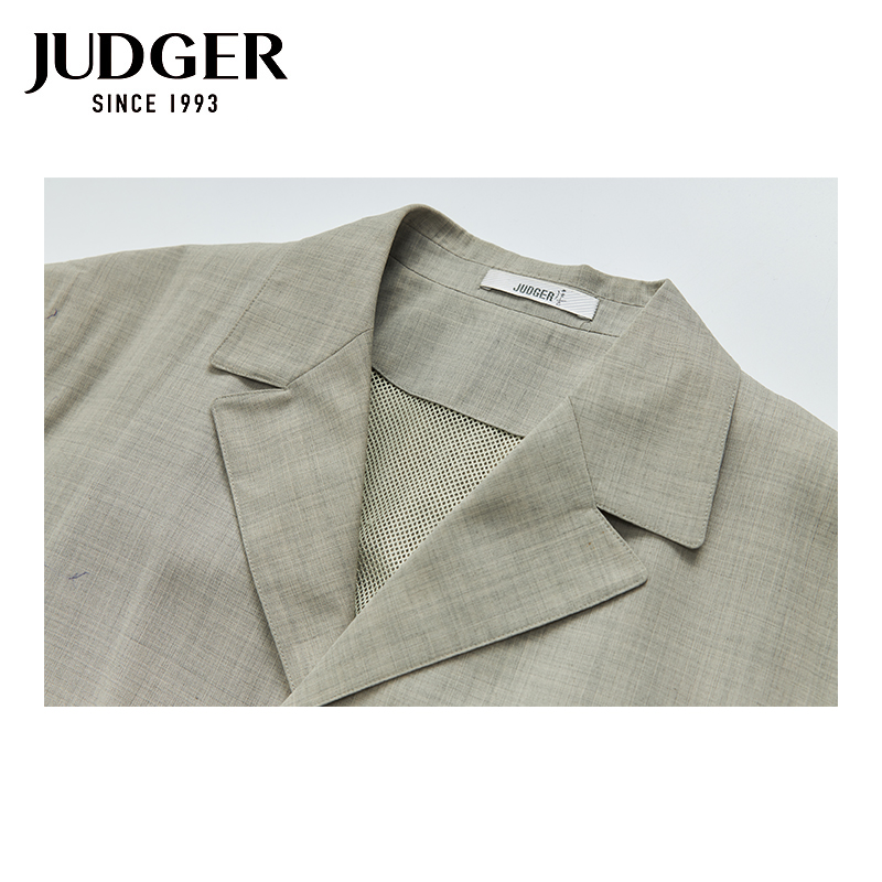 JUDGER庄吉西装男士半袖西服 休闲薄款半里西服外套 - 图1