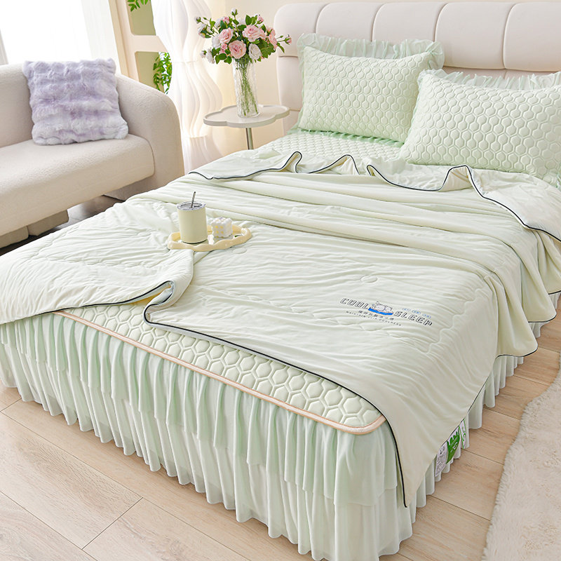 乳胶冰丝凉席三件套夏天可机洗软垫床上用品水洗空调席1.8m床裙款,淘宝优惠券,粉丝福利购,淘宝优惠卷