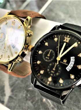 夜光防水简约钢带腕表