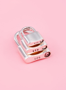 S925纯银可打开亮面按压式光面锁坠子手工DIY珍珠手链项链配件