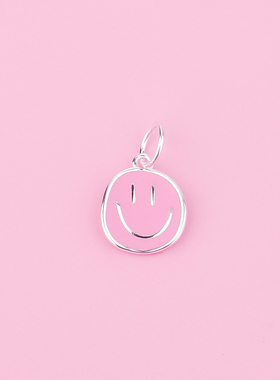 s925纯银滴油笑脸吊坠 手工制作DIY手链项链挂坠首饰配件