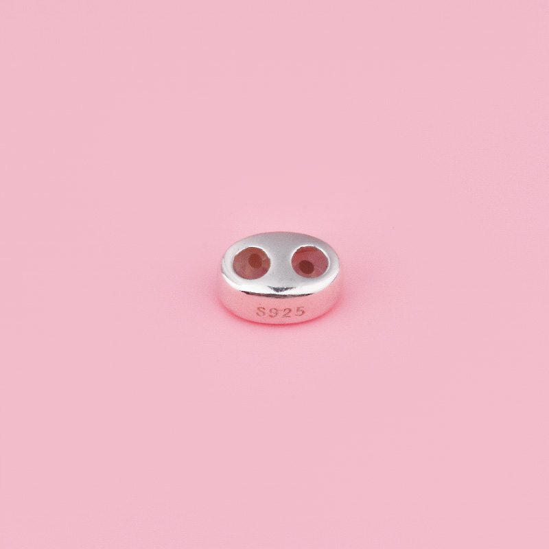 S925纯银猪鼻子双孔隔片手工串双排珍珠手链隔珠饰品配件 - 图2