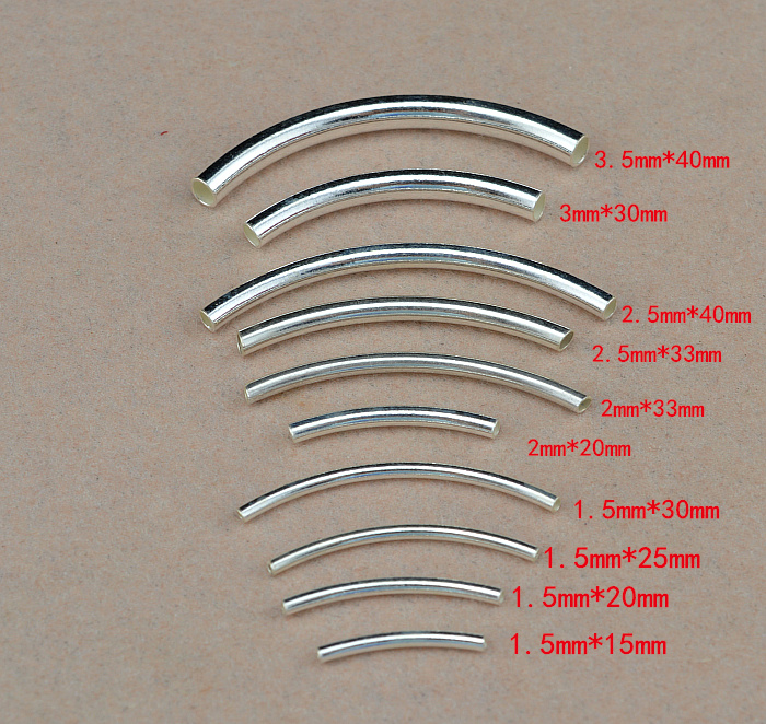 S925纯银管子配件 光面弯管 手工DIY饰品串珠材料手链脚链配饰 - 图1