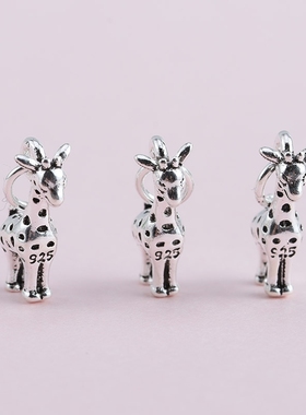 diy串珠泰银小鹿吊坠自制戒指