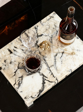 北欧轻奢天然大理石收纳托盘摆件