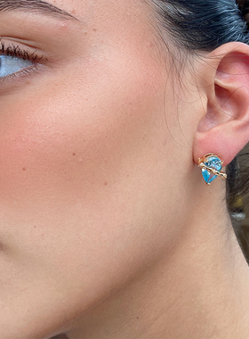 一眼贵！蓝宝水滴石耳环项链套装