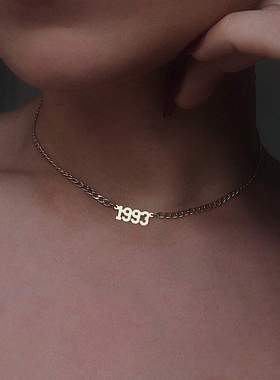 neckontheline年份项链银色数字