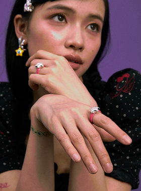 Oups立体星星彩色指环原创