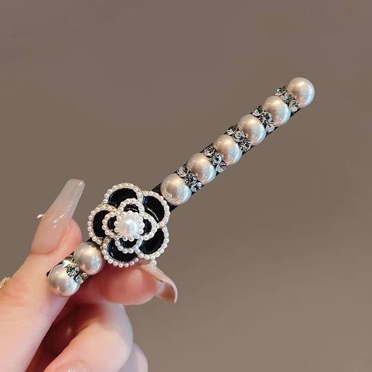 复古小香风高贵山茶花鸭嘴夹设计感气质侧边夹前额刘海碎发夹