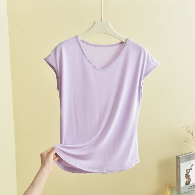 2026 Plus Size Modal V-neck Sleeveless T-shirt Women's Summer Inner Loose Slimming Shirt Solid Color Bottoming Shirt
