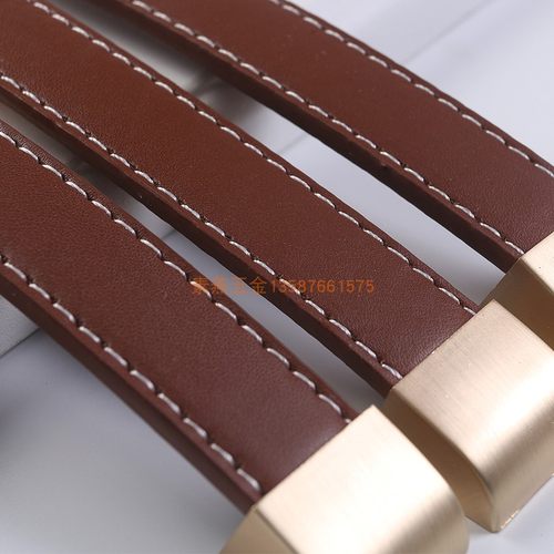 棕色软皮拉手欧式家具大衣柜门把手床头柜子茶几抽屉金色皮革把手 - 图1