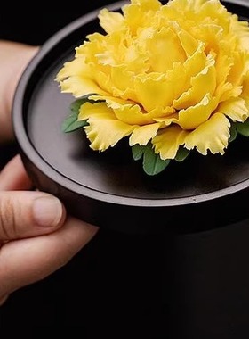 办公陶瓷手捏牡丹瓷花摆件香薰