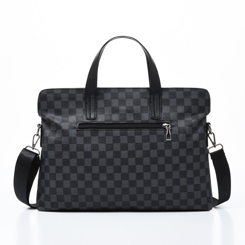 欧美格子手提包商务休闲横款文件包 伯莱尼男士包袋