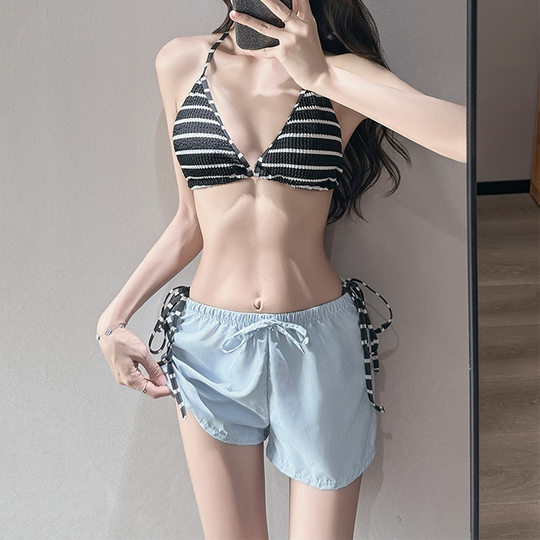 Bikini new retro striped split swimsuit