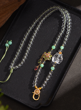 泰古白水晶佛牌唐卡弹簧扣挂链