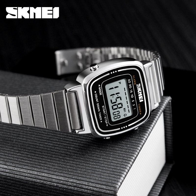 新款正品女表钢带学生腕表防水大气超薄极简约手表小巧女士电子表