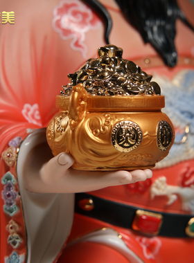 微美祥云元宝如意财神摆件财神爷站像佛像神像办公室店铺招财陶瓷