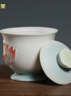 微美陶瓷绿荷系列供水杯礼佛净水杯供奉观音圣水杯家用佛具用品