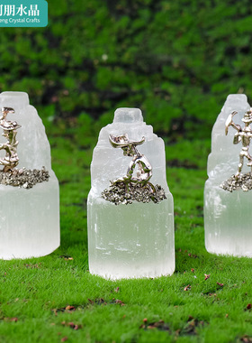 天然水晶摩洛哥石膏石塔矿工摆件石膏塔矿标家居装饰石膏石