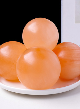 摩洛哥天然透石膏风水球摆件橙色石膏球家居桌面装饰摆件 水晶球