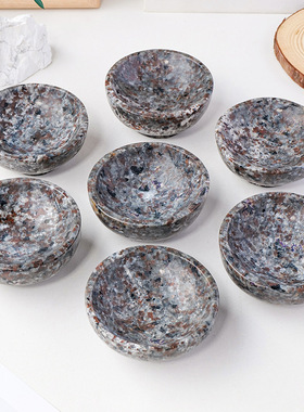 天然水晶火焰石小碗摆件矿石原石打磨消磁碗家居办公桌面摆件