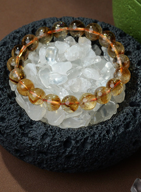 天然水晶碎石仿火山泥消磁碗摆件白水晶黄水晶碎石首饰消磁