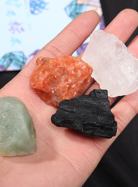 天然水晶原石矿石标本套盒玉石玛瑙石头儿童科普收藏节日礼物