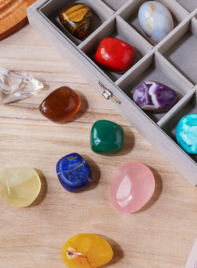 天然水晶原石矿石标本套盒宝石玛瑙岩石儿童科普节日礼物套装