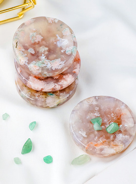 天然水晶樱花玛瑙碗猫头碗雕刻件玛瑙原石打磨烟灰缸家居装饰