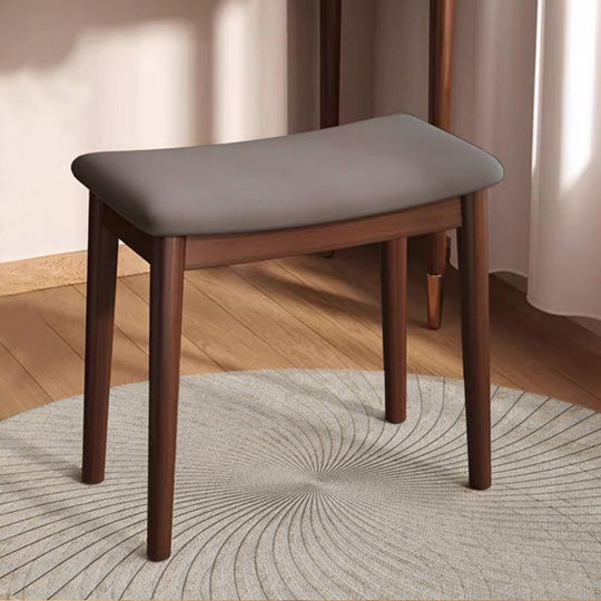 Taburete curvo de madera maciza, taburete tapizado