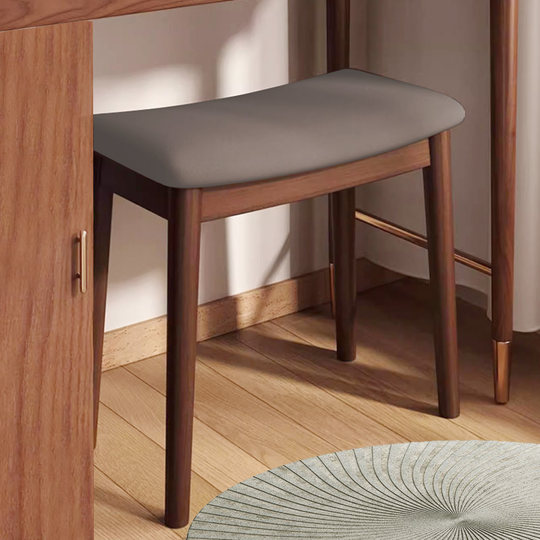Taburete curvo de madera maciza, taburete tapizado