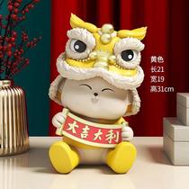 National Tide Awakening Lion Rabbit Swing Piece Creative Country Wind Auspicious Parable to display cute cartoon rabbit Living room Home Decorative Goods