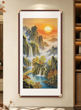2026新款立体鎏金玄关山水画