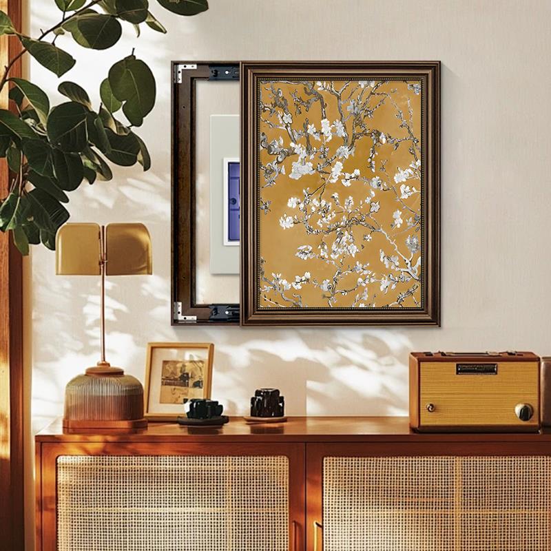 喜上眉梢新中式电表箱挂画免打孔遮挡餐厅配电箱遮挡装饰画电闸盒 - 图0