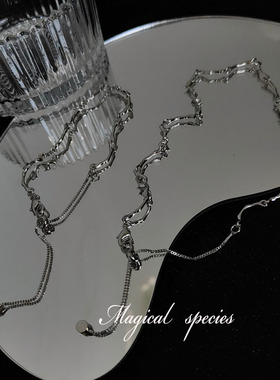 ins物种波浪纹拼接套装锁骨链