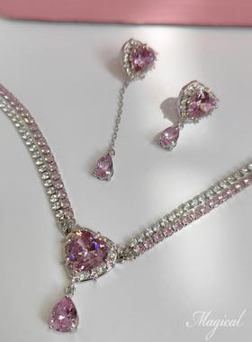 女甜美爱心套装项链耳环公主风