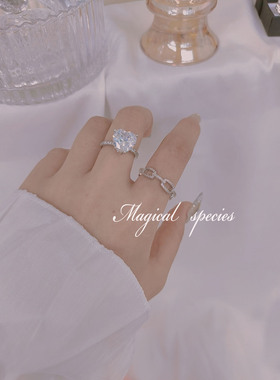 满钻高级感心形冷淡风小众戒指