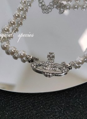 复古法式冷淡风星球珍珠项链