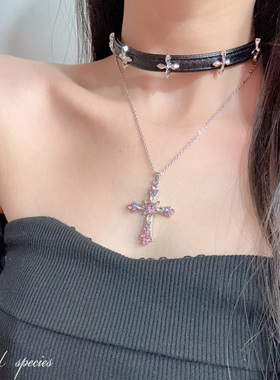 张元英同款甜酷风十字架叠戴项链