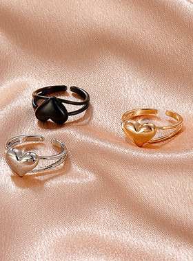 欧美开口合金人像爱心指环