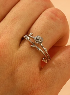 铜欧美玫瑰戒指女小众戒指/指环