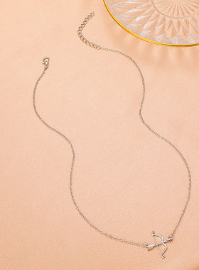 欧美跨境弓箭复古锆石丘比特项链