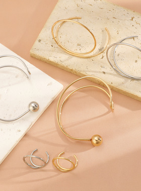 欧美复古线条简约爱心旋涡戒指