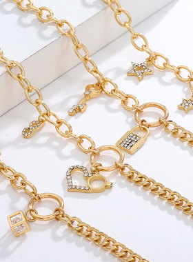 欧美质感合金简约不对称网红手链