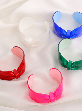 跨境闪亮彩色蝴蝶结树脂手镯女