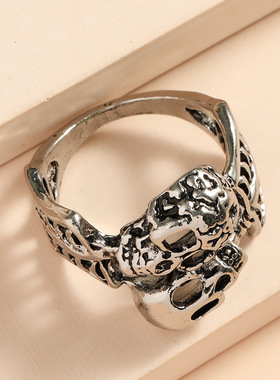 哥特复古做旧骷髅头戒指