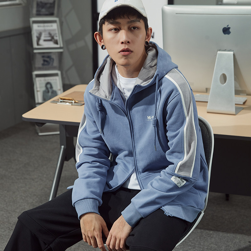 唐狮2021春秋季新款针织连帽男外套 唐狮喜之乐夹克