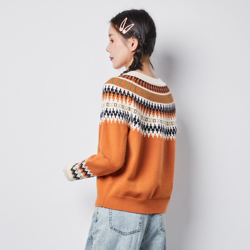 唐狮秋冬新款图案提花套头毛衫 唐狮毛衣