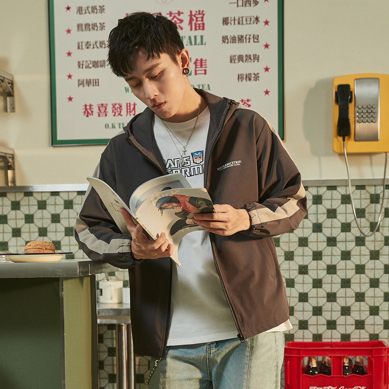 唐狮官方旗舰店2020秋港风连帽夹克 唐狮福悠夹克